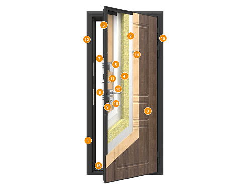 Конструкция Дверь Премиум Плюс DoorHan 890х2050х9005 Дуб белый патина левая